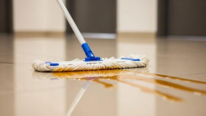 Bodenreinigung mit Wischmopp auf Fliesen | zentrale Staubsauganlage